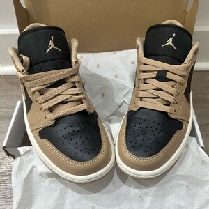 Women’s desert/black sail Nike air Jordan 1’s low dunk
